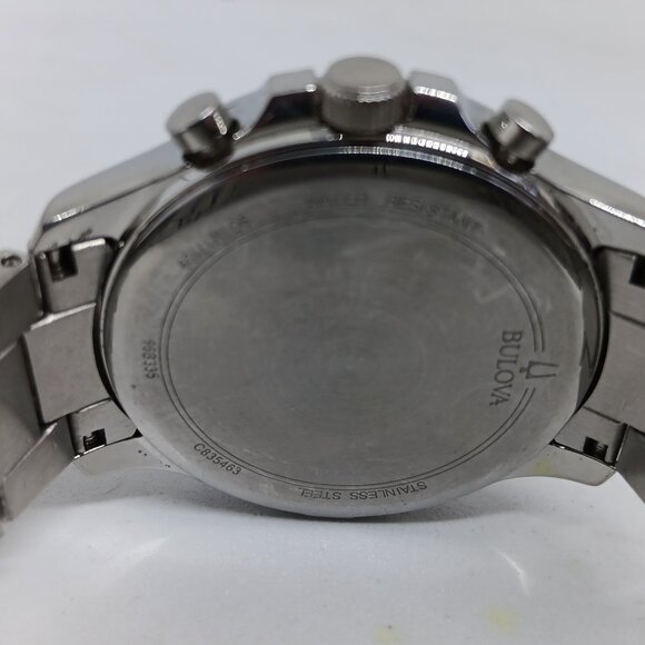 Bulova 96B335 Men's 43mm Stainless Steel White Dial Chronograph Watch - Picture 9 of 11